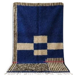 Tapis en laine naturelle fait main marocaine à motifs colorés 1,5/2,5 m