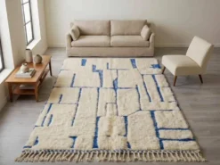Tapis en laine naturelle tissé main traditionnelle taille 150/250 cm