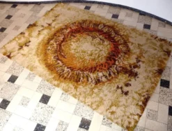 Tapis en laine OpArt moderniste abstrait d'Ege Rya, Danemark, années 1960.