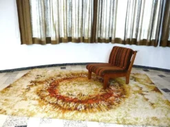 Tapis en laine OpArt moderniste abstrait d'Ege Rya, Danemark, années 1960.
