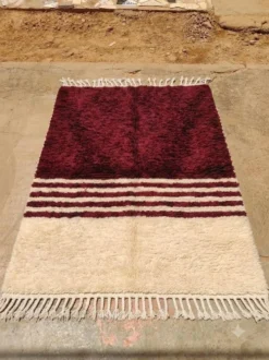 Tapis en laine pure bordeaux et blanc traditionnelle 1,5/2,5 m