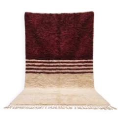 Tapis en laine pure bordeaux et blanc traditionnelle 1,5/2,5 m