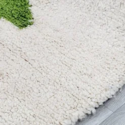 Tapis en laine pure fait main marocaine vert et blanc 1,5/2,5 m