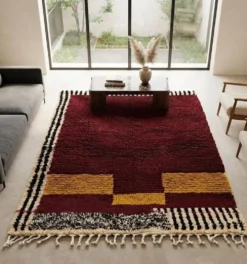 Tapis en laine pure fait main traditionnelle 2/3 m
