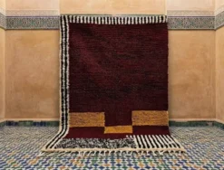Tapis en laine pure fait main traditionnelle 2/3 m