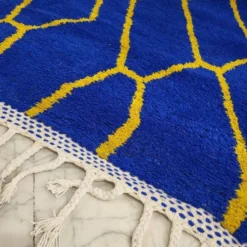 Tapis en laine pure fait main traditionnelle artisanale 2/3 m