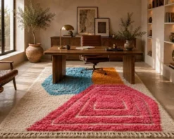 Tapis en laine pure à motifs colorés traditionnelle 1,5/2,5 m