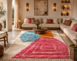 Tapis en laine pure à motifs colorés traditionnelle 1,5/2,5 m