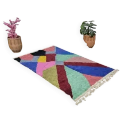 Tapis en laine pure à motifs colorés traditionnelle taille 1,5/2,5 m
