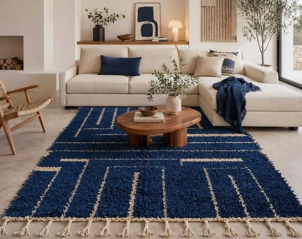 Tapis en laine pure sur mesure traditionnelle fait main 1,5/2,5 m