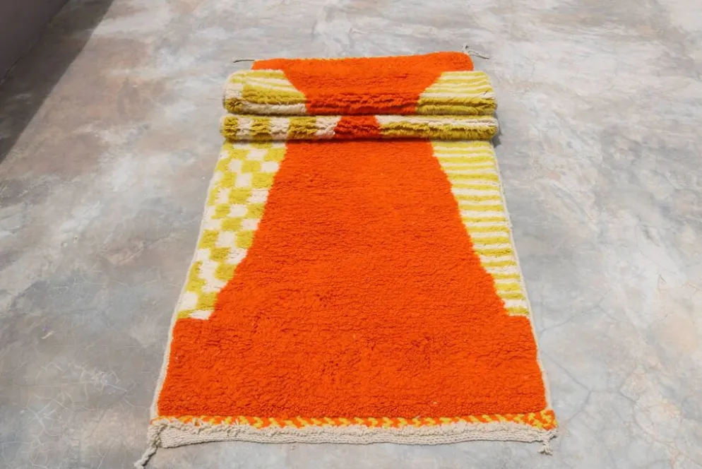 Tapis en laine tissé à la main coloré, 300 x 95 cm - R310