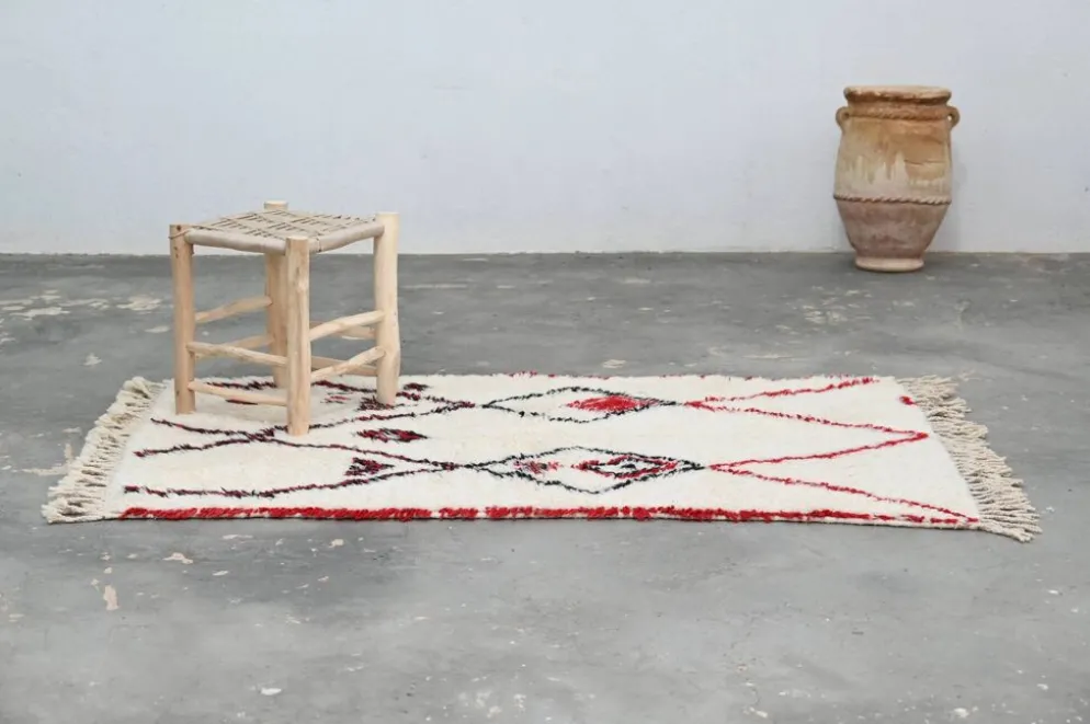 Tapis en laine tissé à la main coloré, 155 x 100 cm - P483