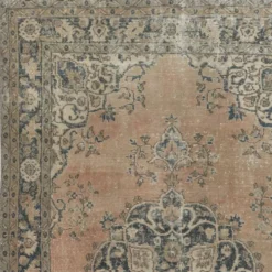 Tapis en laine turc fait main vintage avec design de médaillon pour salon