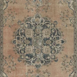 Tapis en laine turc fait main vintage avec design de médaillon pour salon