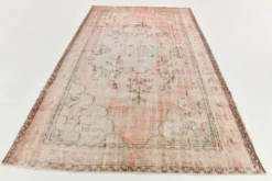 Tapis en laine turc vintage fait main en rose blush atténué, 191x316 cm