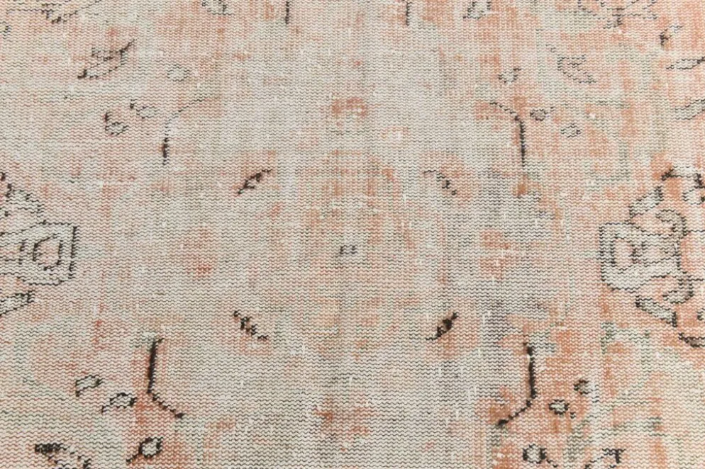 Tapis en laine turc vintage fait main en rose blush atténué, 191x316 cm