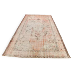 Tapis en laine turc vintage fait main en rose blush atténué, 191x316 cm