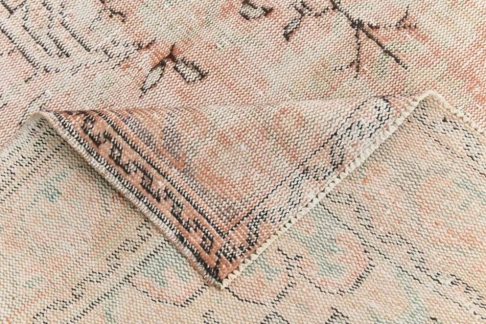 Tapis en laine turc vintage fait main en rose blush atténué, 191x316 cm