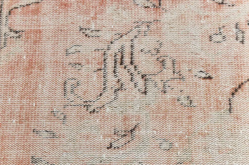 Tapis en laine turc vintage fait main en rose blush atténué, 191x316 cm