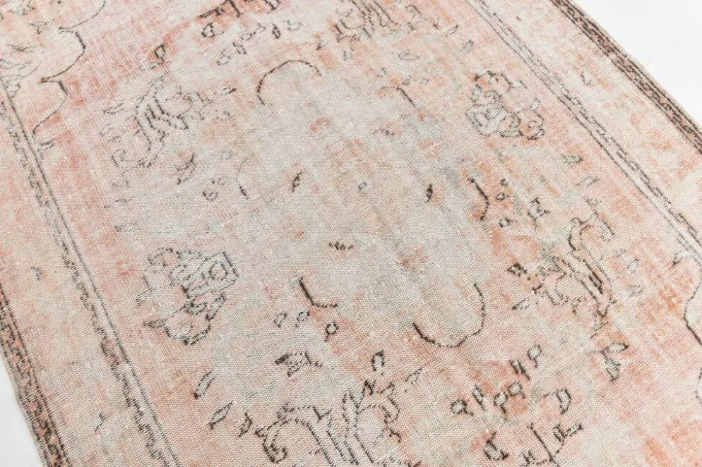 Tapis en laine turc vintage fait main en rose blush atténué, 191x316 cm