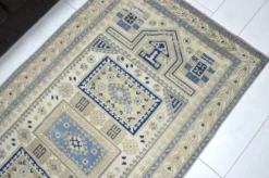 Tapis en laine turque beige et bleu sku 2290.
