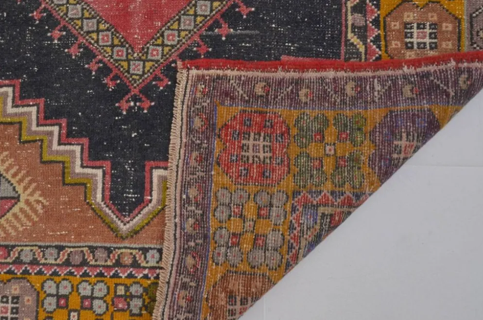 Tapis en laine turque rouge et orange sku 2493