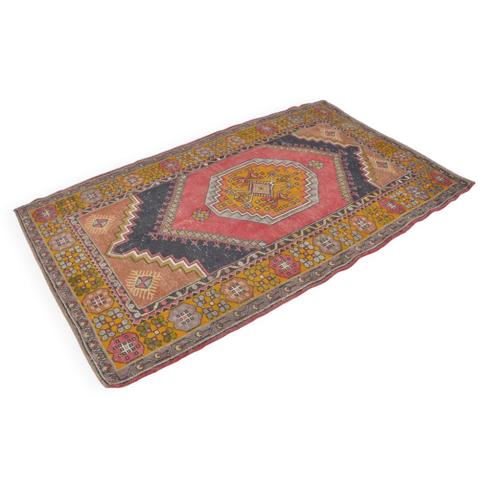 Tapis en laine turque rouge et orange sku 2493