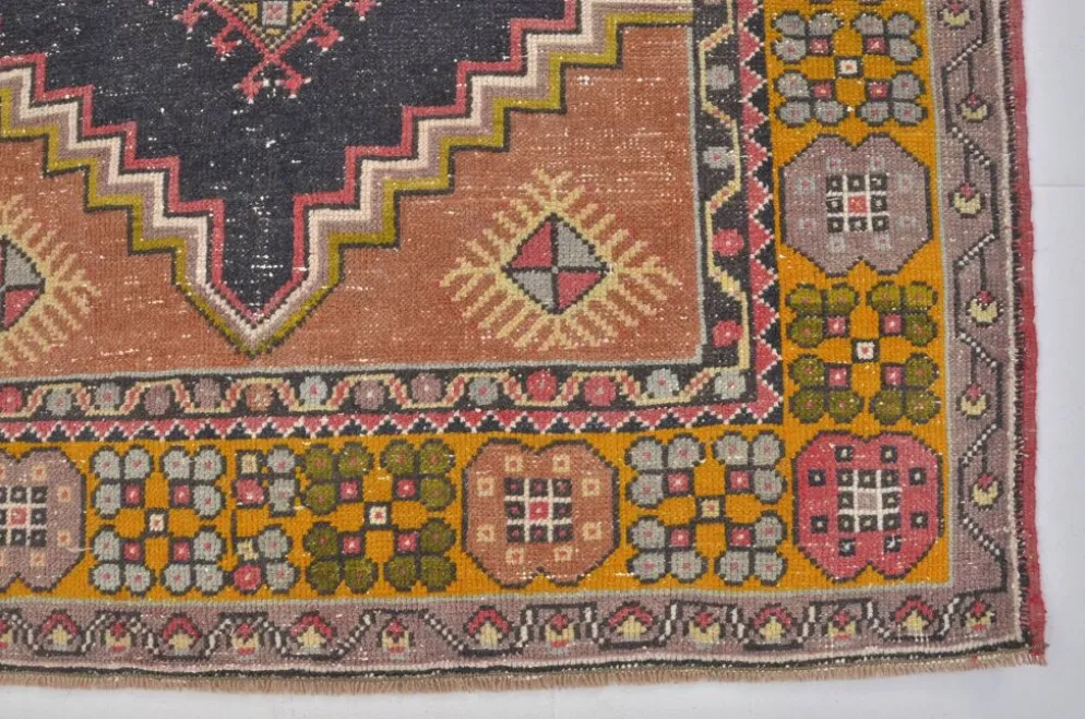 Tapis en laine turque rouge et orange sku 2493
