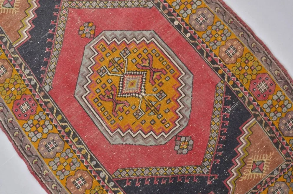 Tapis en laine turque rouge et orange sku 2493