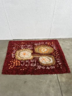 Tapis en laine vintage scandinave, Rya, Suède années 1960