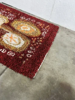 Tapis en laine vintage scandinave, Rya, Suède années 1960
