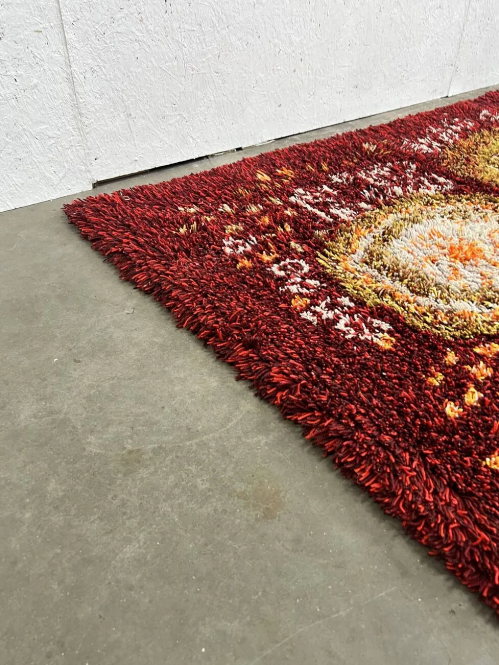 Tapis en laine vintage scandinave, Rya, Suède années 1960
