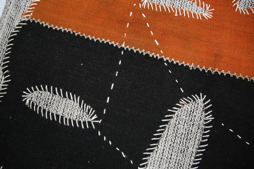 Tapis en laine vintage, tapisserie murale, art textile moderne du milieu du siècle, 75x105 cm