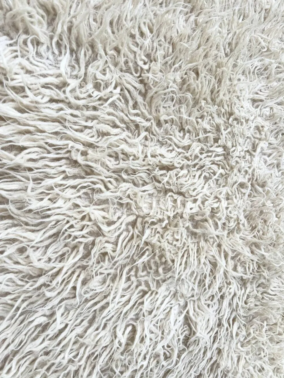 Tapis Flokati vintage pure laine vierge carré 210 × 210 cm années 70
