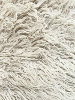 Tapis Flokati vintage pure laine vierge carré 210 × 210 cm années 70
