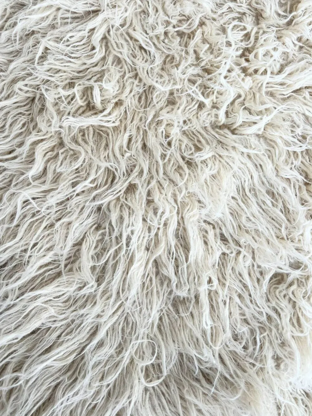 Tapis Flokati vintage pure laine vierge 260 × 220 cm années 70