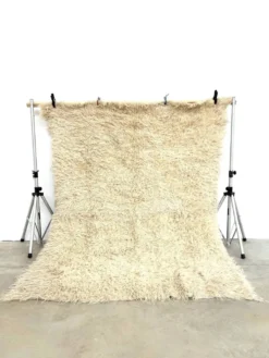 Tapis Flokati vintage pure laine vierge 260 × 220 cm années 70