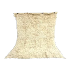 Tapis Flokati vintage pure laine vierge 260 × 220 cm années 70