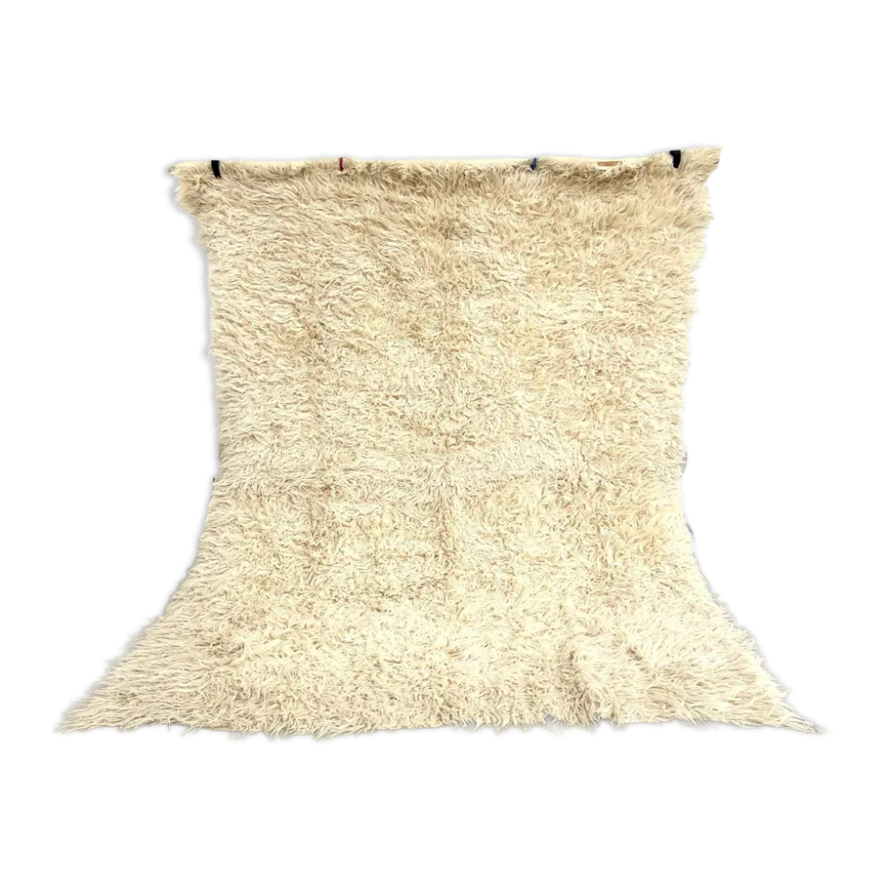 Tapis Flokati vintage pure laine vierge 260 × 220 cm années 70