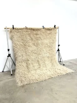 Tapis Flokati vintage pure laine vierge 260 × 220 cm années 70