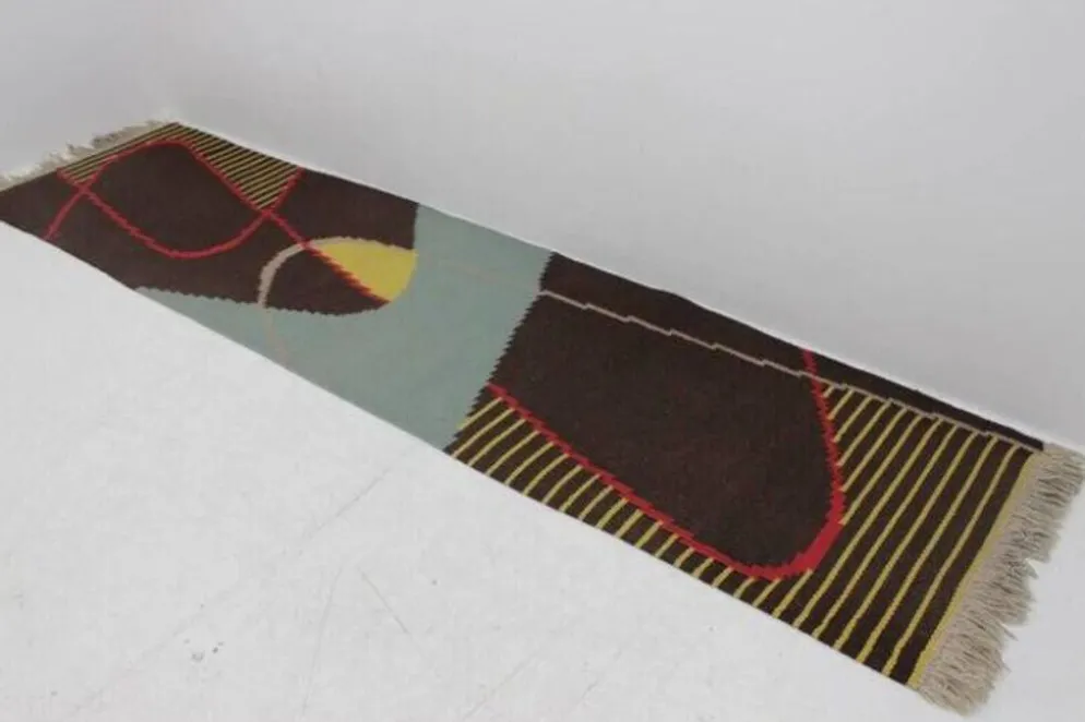 Tapis géométrique extraordinaire et étroit, années 1960