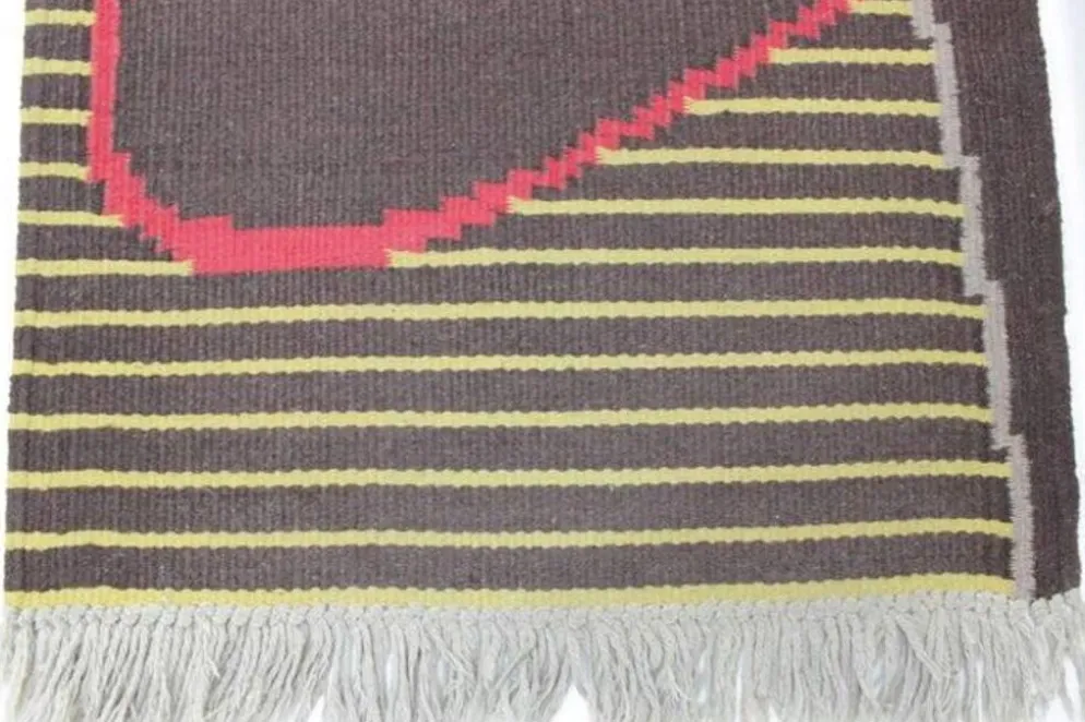 Tapis géométrique extraordinaire et étroit, années 1960