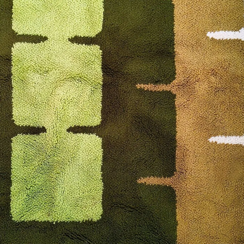 Tapis géométrique magnifique des années 1970, style espace, en laine. Fabriqué en Italie.