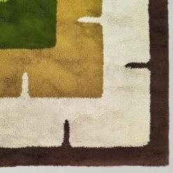 Tapis géométrique magnifique des années 1970, style espace, en laine. Fabriqué en Italie.
