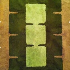 Tapis géométrique magnifique des années 1970, style espace, en laine. Fabriqué en Italie.