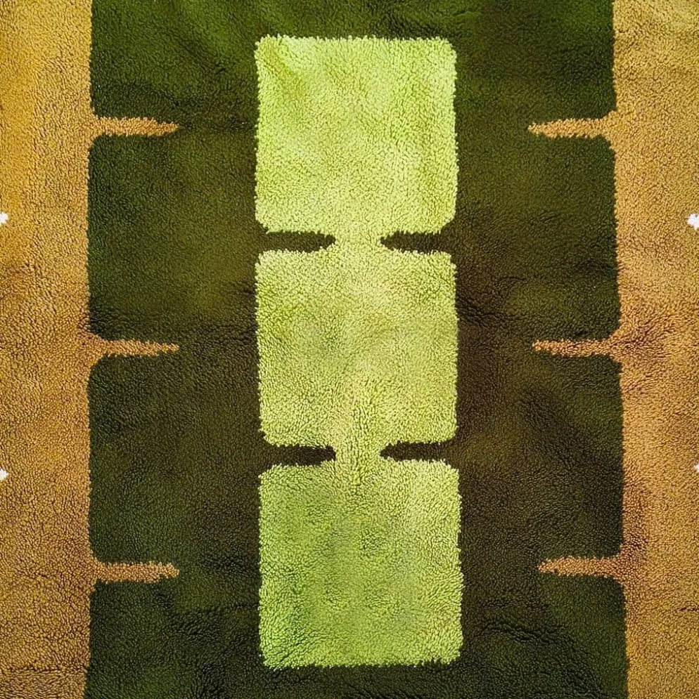 Tapis géométrique magnifique des années 1970, style espace, en laine. Fabriqué en Italie.