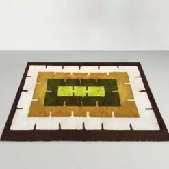 Tapis géométrique magnifique des années 1970, style espace, en laine. Fabriqué en Italie.