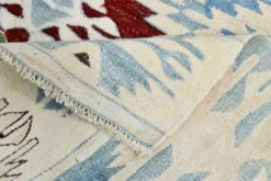 Tapis géométrique vintage rouge vin bleu 5x8, 144x241 cm