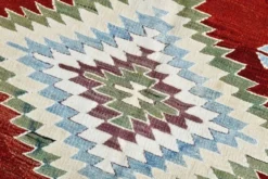 Tapis géométrique vintage rouge vin bleu 5x8, 144x241 cm