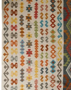 Tapis Kilim afghan surdimensionné, motif zigzag, tapis en laine tissé à la main